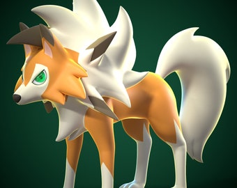 LYCANROC DUSK Figurine Model| Multiple Sizes | Fully Colored or Uncolored