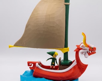 Wind Waker Boat Figurine: Red Lion Link Collectible With Wave