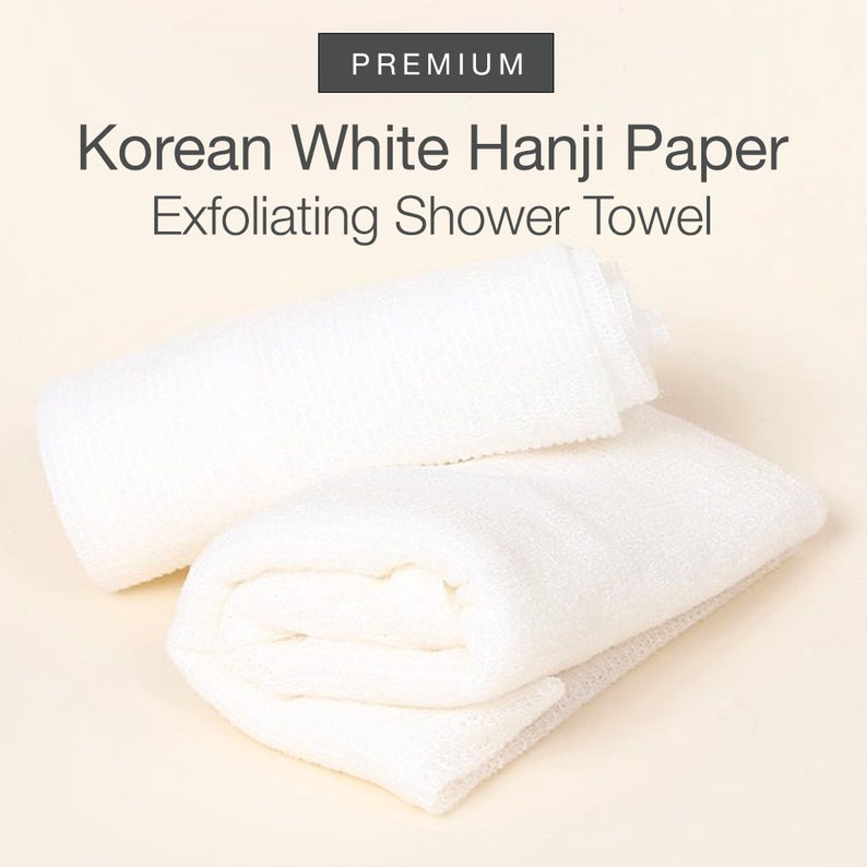 2 Pack Exfoliating Shower Towel Korean White Hanji Paper Exfoliating