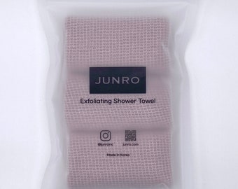 3 Pack - Exfoliating Shower Towel - Soft Purple 100% Nylon Fabric Exfoliating Washcloth for All Skin Types - Made in Korea