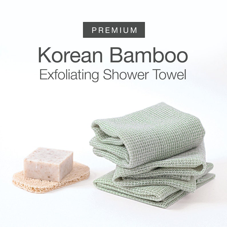2 Pack Exfoliating Shower Towel Bamboo Fabric Exfoliating Washcloth for