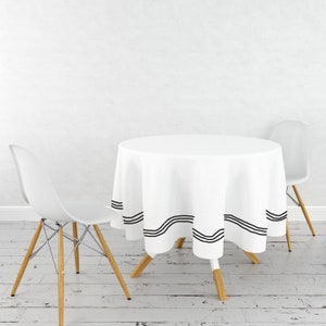 TouchLinen 400TC Round Tablecloth in Triple Embroidery Stain and Wrinkle Resistant Washable 100% Cotton Table Cloth