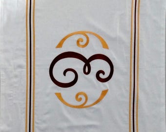 Monogram + 3line border Duvet Cover Set: 400 Thread Count Cotton Sateen, Hotel Stitch