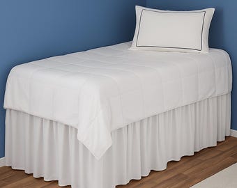Dorm Room Solid Gathered Bed Skirt - Covers the Entire Long Side: Bed Skirt for Raised Dorm Room Beds