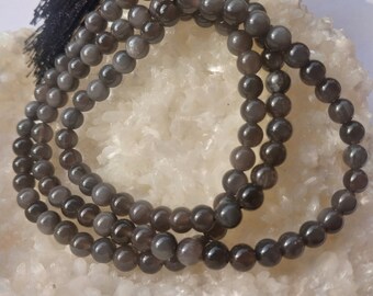 Natural Antique Apache tears Stone 6 mm Mala Rosary 108 Prayer Beads,Necklace For Mediation  Emotional Support Healing Energy Stone Mala.