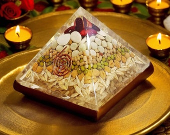 Annapurna Pyramid 70 mm  with Good Luck & Removing Negativity Vaastu for Nourishing Your Home with Vastu's Goddess of Food