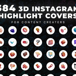 384 3D Instagram Highlights covers | Watercolor IG Story Icons | Aesthetic Neutral Highlight Buttons | Colorful Highlights | 3D Icons Pack