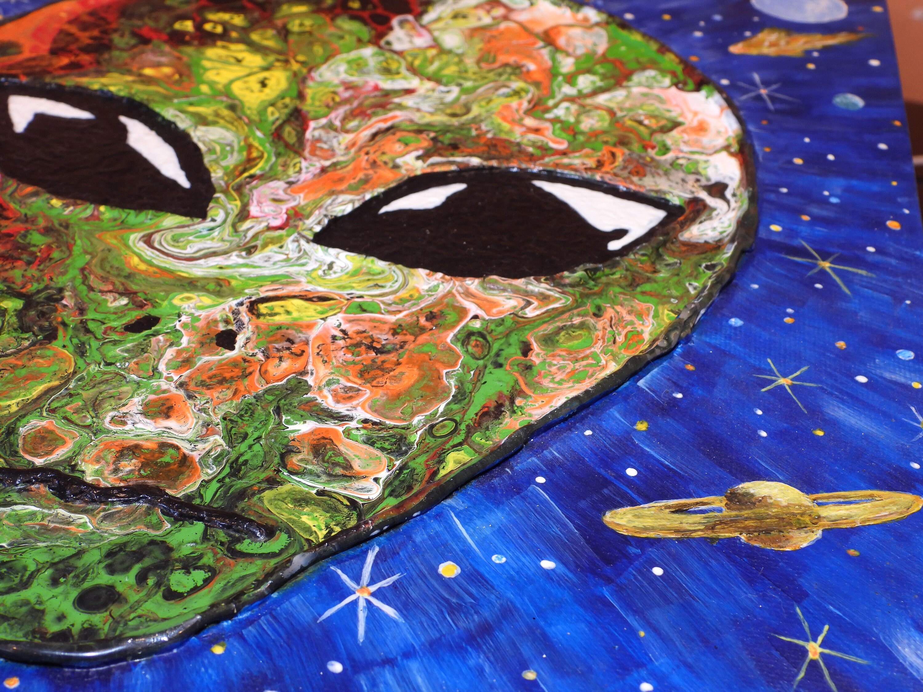 OOAK "chameleon Skin Alien" Acrylic on Canvas Board Painting ...