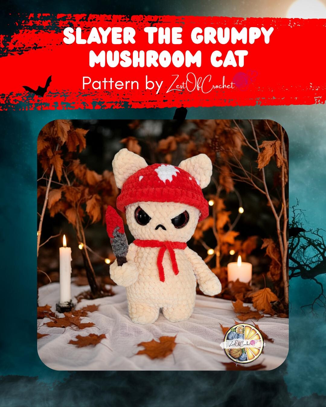 Slayer the Grumpy Mushroom Cat - Crochet Pattern - Etsy
