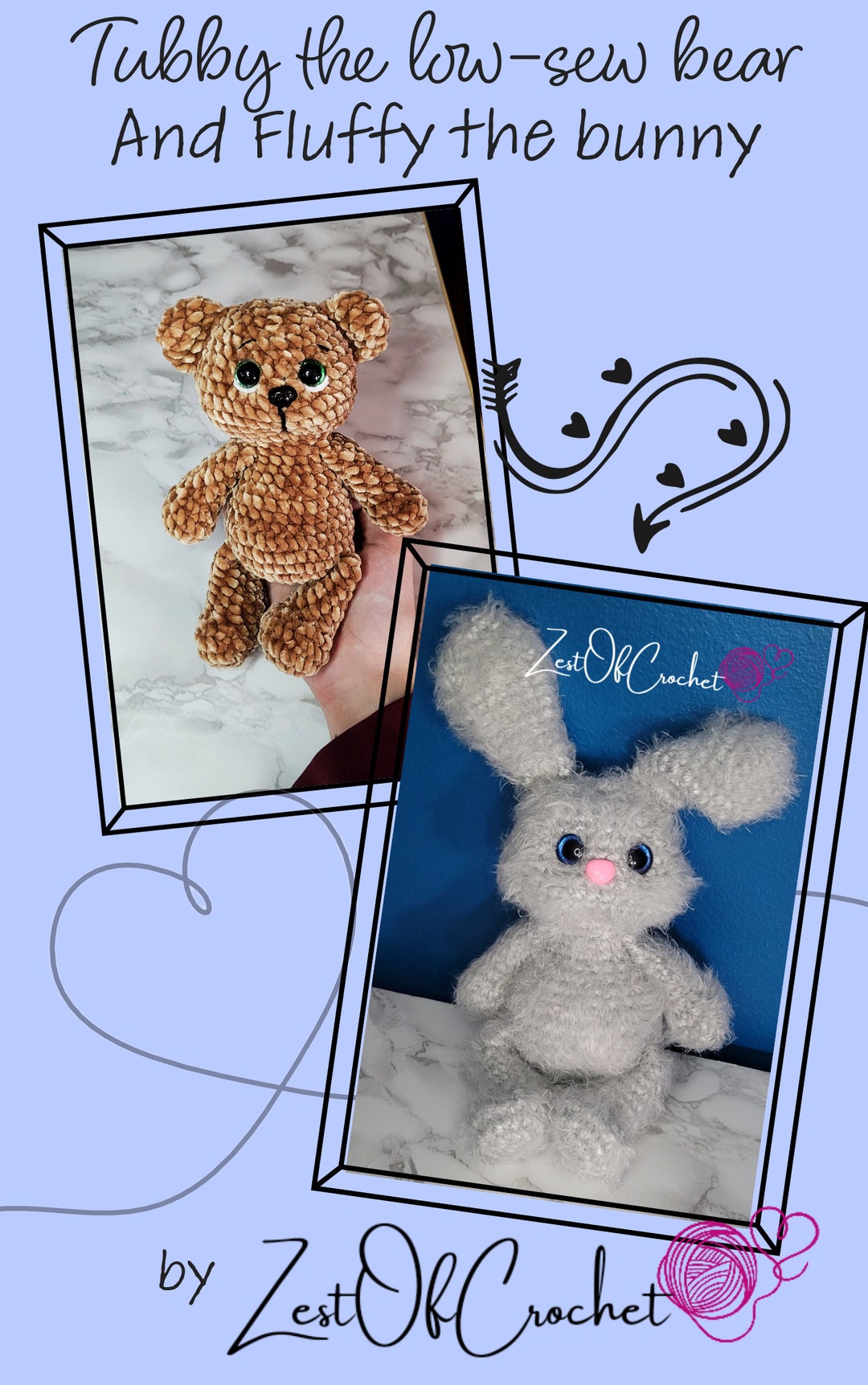 Tubby the Low-sew Bear and Fluffy the Low-sew Bunny Pattern, 2 in 1 - Etsy