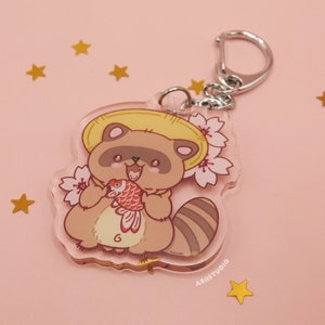 Tanuki (Japanese raccoon dog)  Kawaii Cute Acrylic Keychain