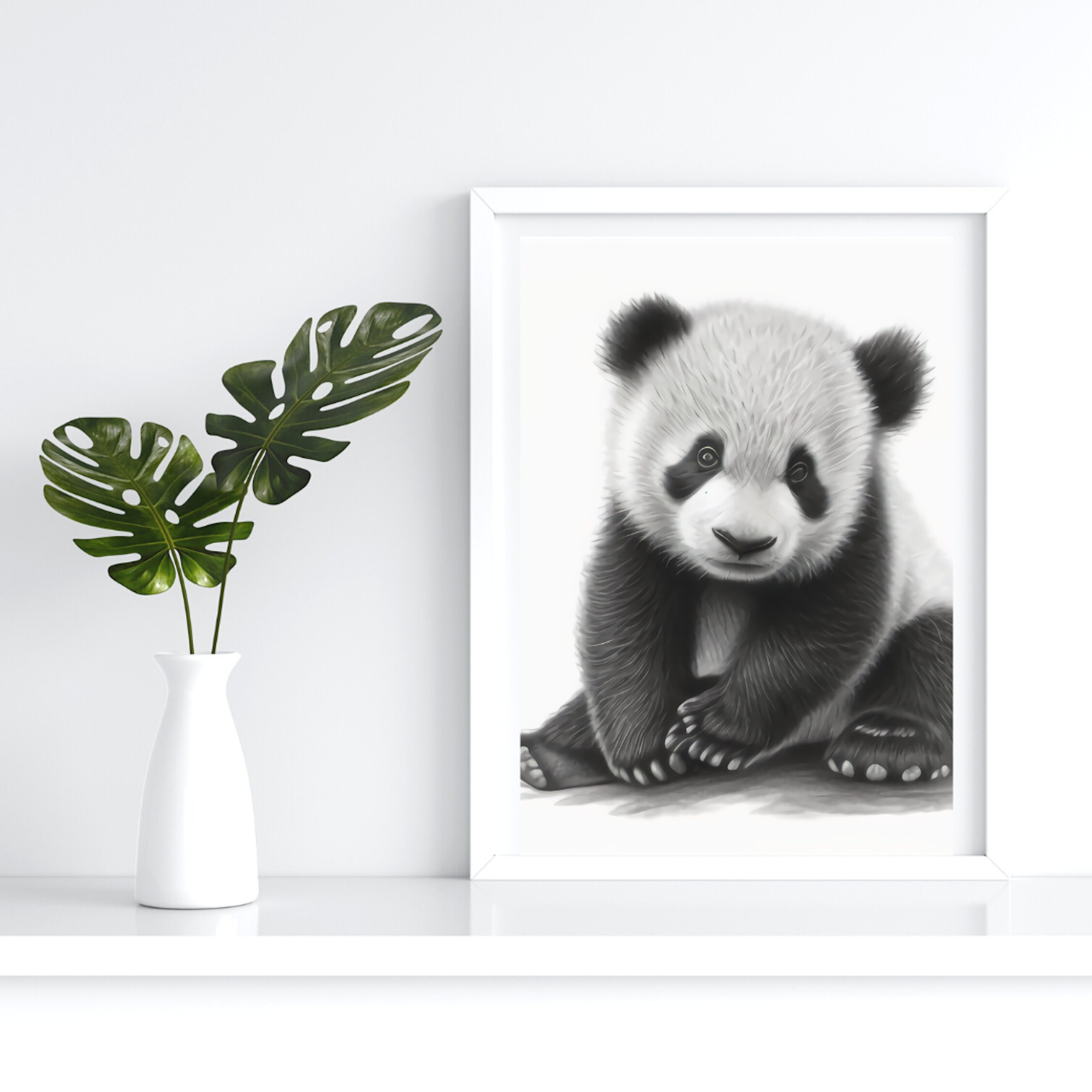 Super Cute Panda Pencil Drawing Digital Download, Digital Prints ...