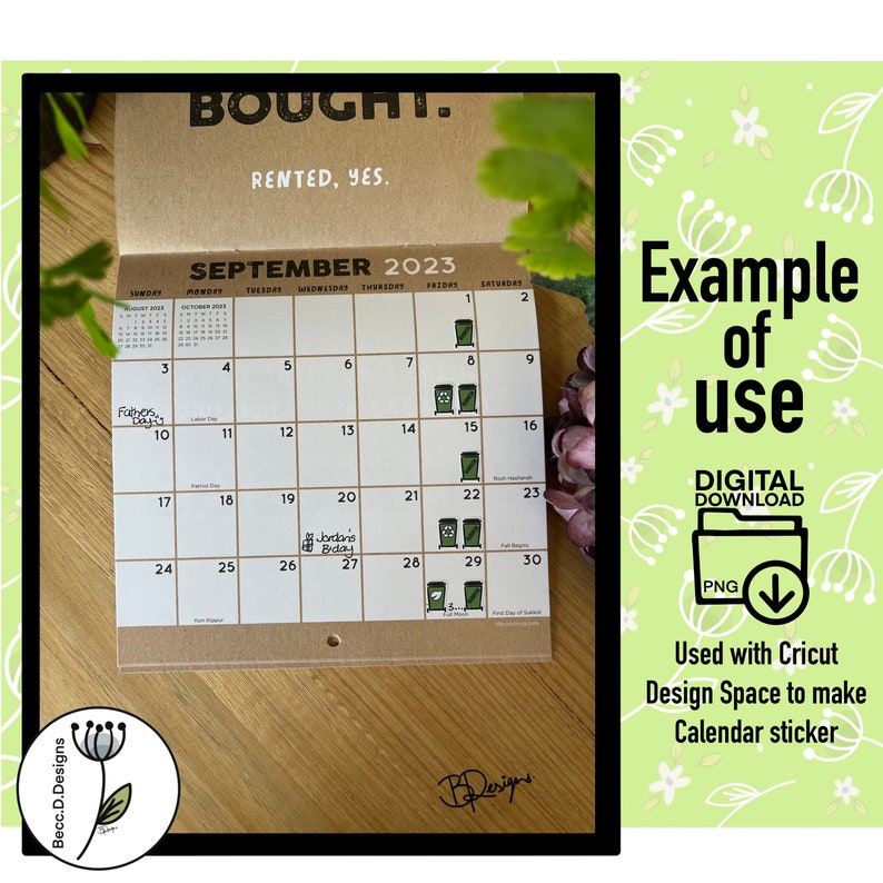 KALENDER MÜLLTonnen Müll Recycling Grüner Abfall PNG Download - Etsy.de