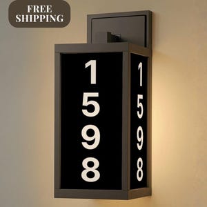 Porch Light House Number Black Address Lighted House Number Modern Porch Light Custom Illuminated Address Sign Contemporary Home Exterior