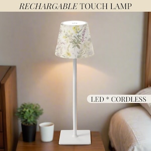 Cordless Table Lamp LED Touch Activated Desk Lamp Wildflower Rechargeable Lamp Nightstand Dimmable Table Lamp Stepless Dimming By Touch Lamp