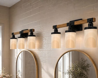 Luxury Bathroom Lighting Minimalist Vanity Light Fixture 3-Light Decorative Metal and Glass Restroom Light Sandy Arch Light Over Sink Decor