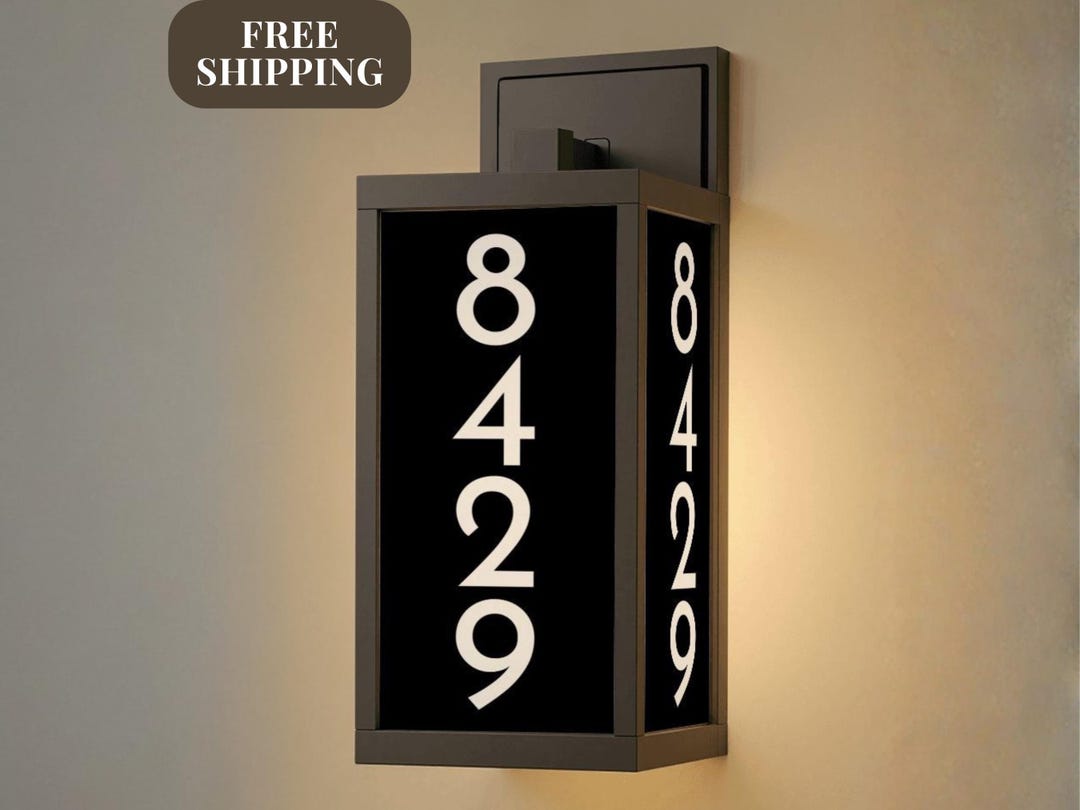 Porch Light House Number Personalized Vertical Address Lighted House ...