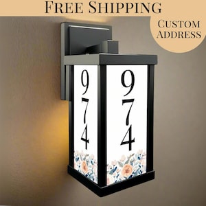 Porch Lighting Fixture Custom Address Number Outdoor Wall Light Personalized With House Number Floral Wall Sconce Lamp for Garage Sconce