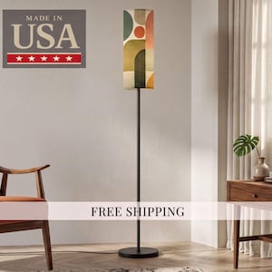 Mid Century Modern Abstract Floor Lamp Retro MCM Floor Lighting Tall Lamp Geometric Minimalist Accent Lighting Vintage Mod Decor Floor Lamp