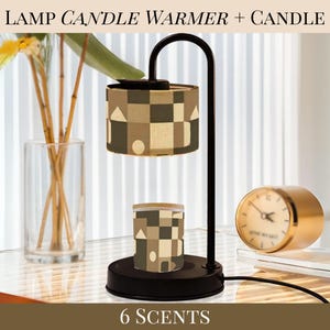 Candle Warmer Lamp Scented Soy Wax Warmer Candle Lamp For Nightstand Geometric Brown Candle Housewarming Gift For Her Scent Candle Gift Idea