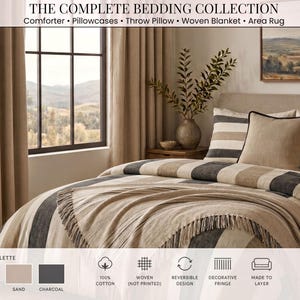 Microfiber Comforter Set Queen Bed Blanket King Bedding Twin Full Warm Quilt Japandi Stripe Design Printed Coverlet Bedroom Coordinates