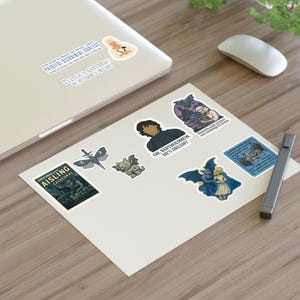 The Knight and the Moth Sticker Sheet: Fantasy Romance Book Lover Decals for Kindle or Journal, Sybil Rory Gargoyle Fan Art Decor image 6