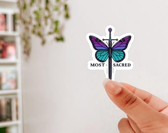 Pegatina de Quicksilver: Espada mariposa Kingfisher y Saeris, calcomanía romántica