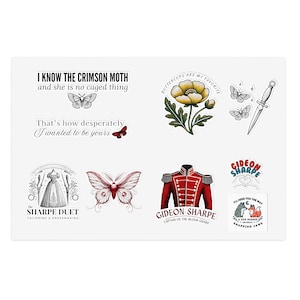 Crimson Moth Sticker Bogen | Herzloser Jäger | Rebellen-Hexe | Romantasy Buch Merch | Geschenke für Buch-Liebhaber | Booktok Aufkleber für Kindles