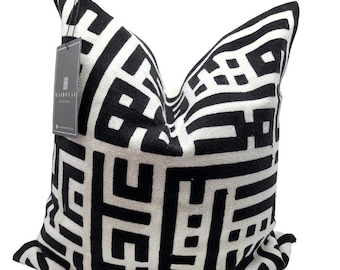 18x18 Decorative Throw Pillow Cover in Black and White, decorative throw pillow, abstract throw pillow cover, heavy linen pillow cover