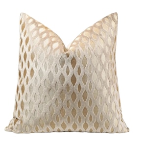 22x22 Figure 8 Golden Velvet Pillow Designer Cover, gold throw pillow cover, geometric throw pillow cover, velvet throw pillow cover