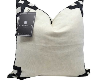 18x18 European Linen Geometric Throw Pillow Cover in black/ivory and ivory/black, geometric throw pillow cover, luxe pillow cover