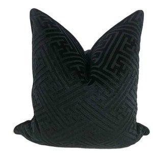 22x22 Geometric Velvet Luxe Throw Pillow Cover in Black, Grey and Light gold, accent throw pillow cover, velvet throw pillow cover,