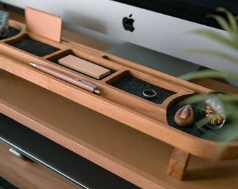 Organizer da scrivania in legno, personalizzato, supporto per tastiera, portaoggetti per la scrivania di casa, accessori per scrivania da ufficio, docking station, regalo unico per TUTTI