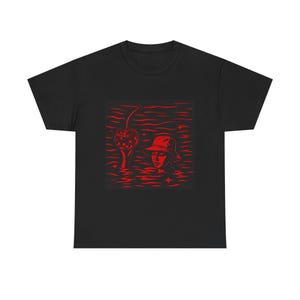 Rave Festival techno T-shirt, rode vrouw met discobal kers, Bucket Hat T-shirt, uniseks katoenen top, shirt muziekevenement