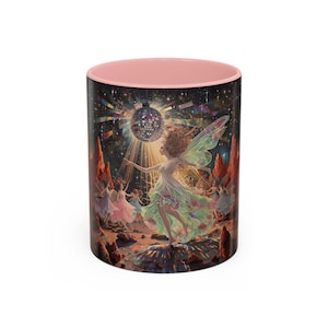Fantasy Fairy Coffee Mug: Disco Ball Design, Magical Tea Cup