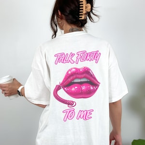 Y2K Coquette T-Shirt: &#39;Talk Flirty To Me&#39; Graphic Tee