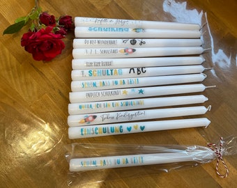 Stick candle school enrollment 1st day of school candle labeled