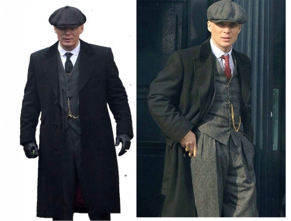 Men Handmade Peaky Blinders Black Wool Overcoat Long Thomas -  Portugal