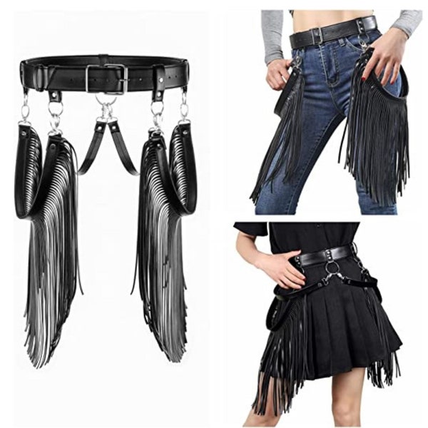 Vintage Punk Fringe Leather Belt