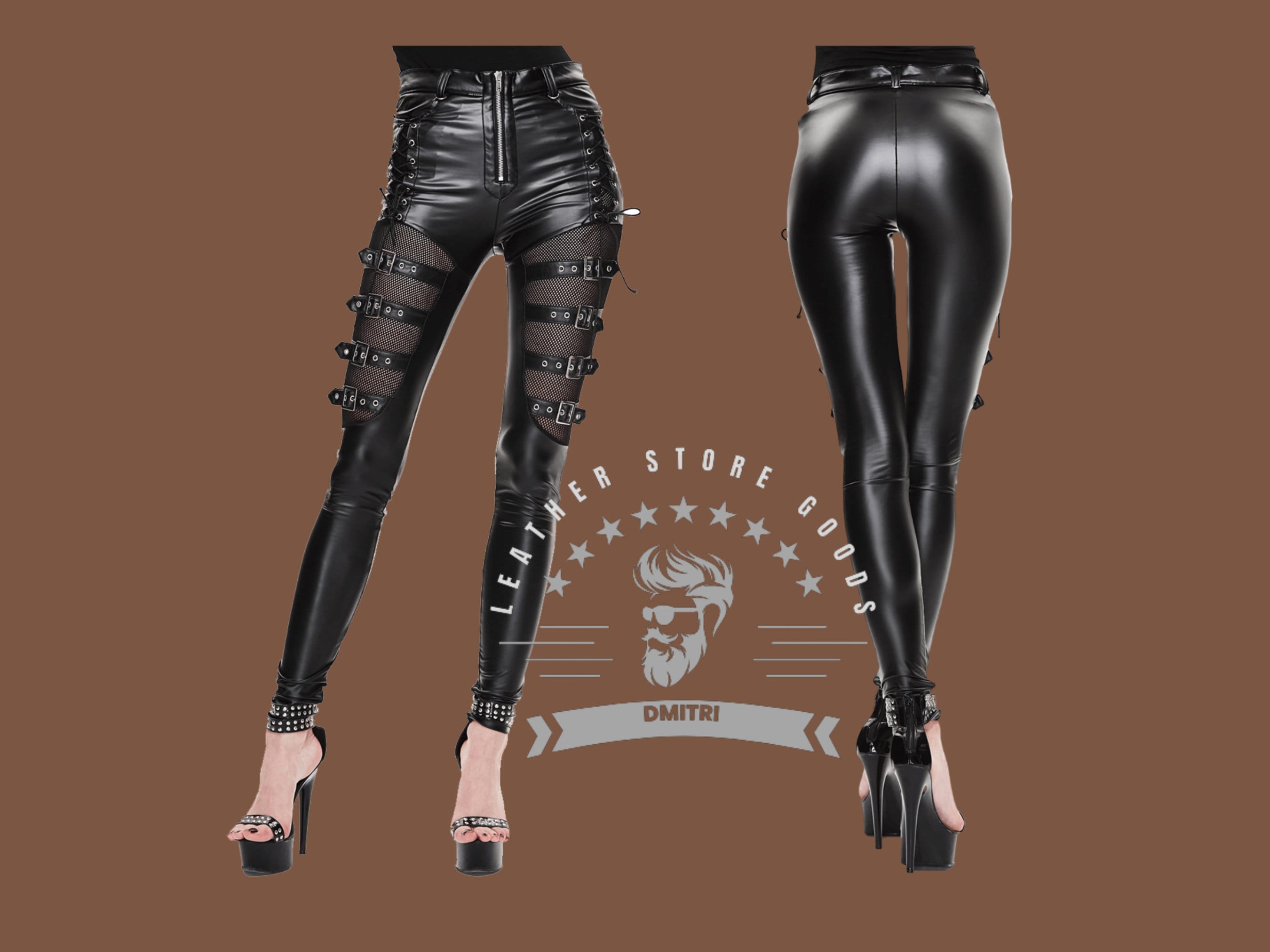 Gothic Pastel Black Skin Tight Elastic Leather Trousers | RebelsMarket
