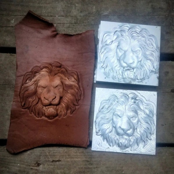 3D Lion Leather Shape Mold, Aluminium Alloy, Image Printing, Vegetable Tanned Leathercraft Stamp, Hot Cold Stamping Die, Press Shaping Tools