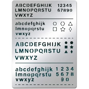 Buchstaben Schablonen Set, Edelstahl, Großbuchstaben Alphabet, Pentagramm-Dreieck-Design-Vorlage, Malerei Metall Bild Zeichnung Dekoration