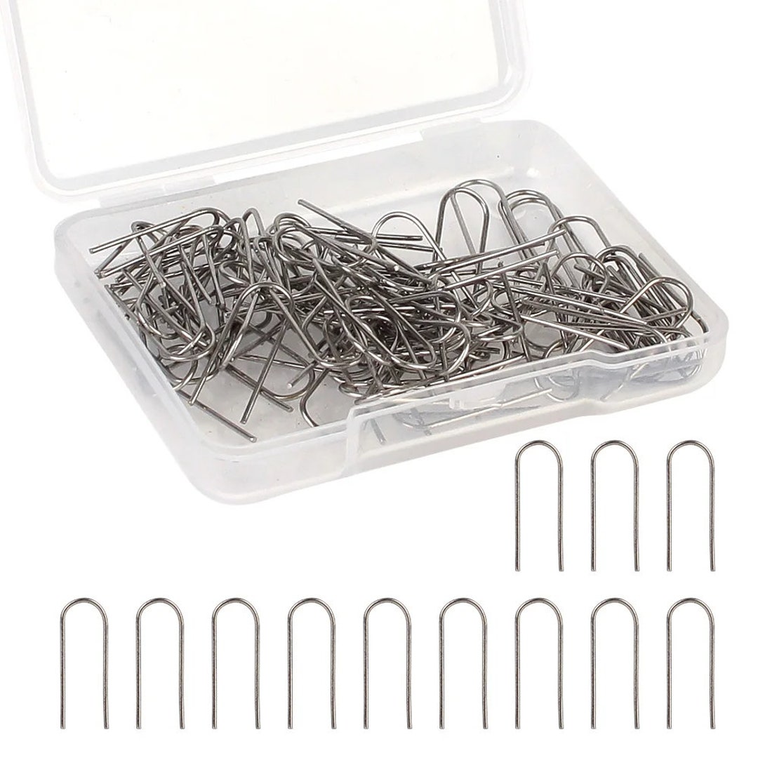Uadme Mini U Ganci, 200 Pezzi Spilli da Cucito a U Spilli da Sarta Aghi Bloccanti a U Gancio in Filo di Lega Nichel-Cromo Alta Temperatura per Argilla Ciondolo Ceramica Ornamenti Creazione