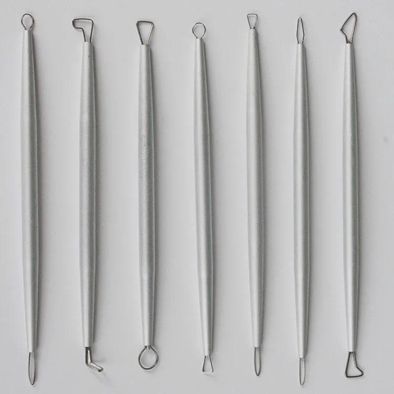 Pottery Sculpting Tool. 7Pcs, Aluminum Stainless Steel, Double Ended, Various Styles, Ceramic Wax Shapers, DIY Polymer Clay Texture Carving