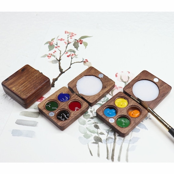 Mini Tavolozza Acquerello Portatile - Set 10 Scatoline Legno | Per Artisti | Idee Da Viaggio