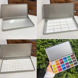 Caja de hierro vacía para acuarela, 16/42/84/90/140/162 cuadrículas, 1 ml, 2 ml, 3,2 ml, embalaje casero, almacenamiento de pintura portátil, herramientas de paleta de pintura artística