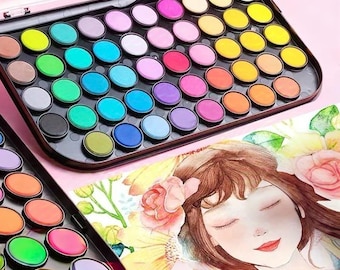 Watercolor Paint Set, 16/36/48 Colors, Bright Pigment, Portable Case, Artists Students Drawing Painting Accessories, Writing Art Detailing