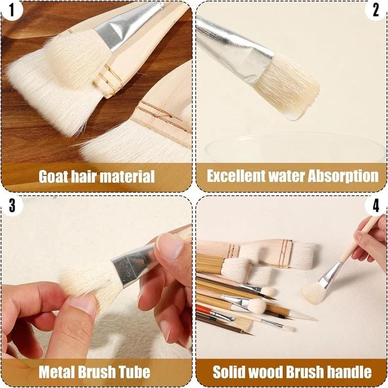 Keramik-Malerei Set – 12 Stück Wollbürsten Für Glasur, Aquarell & DIY Kunst (Holzgriff)