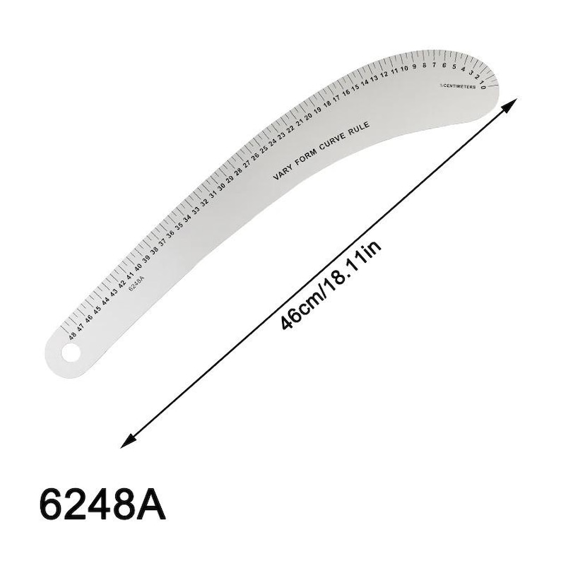 46cm Ruler French Curve Ruler, Aluminum, Various Styles, Tailor Sewing Patchwork ...