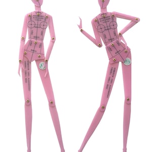 Modelo de figura feminina, 2 peças, plástico, placa de combinação, desenho de corpo humano, design de roupas, régua de patchwork de moda, artesanato essencial faça você mesmo